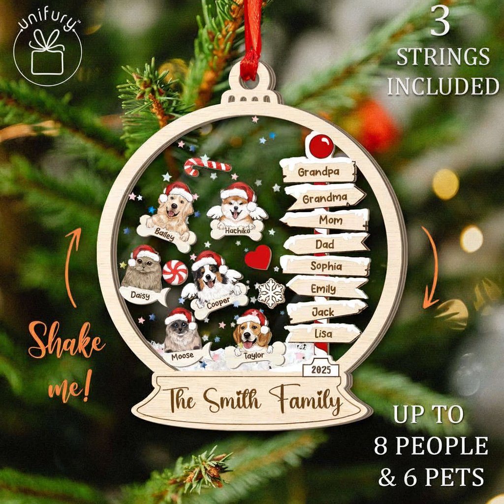 Personalized Family North Pole 4D Shaker Ornament