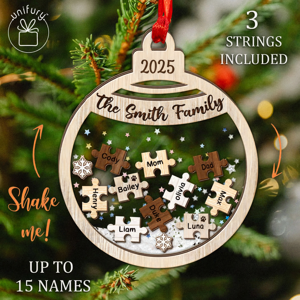 Personalized Pet Family Puzzle 4D Shaker Ornament