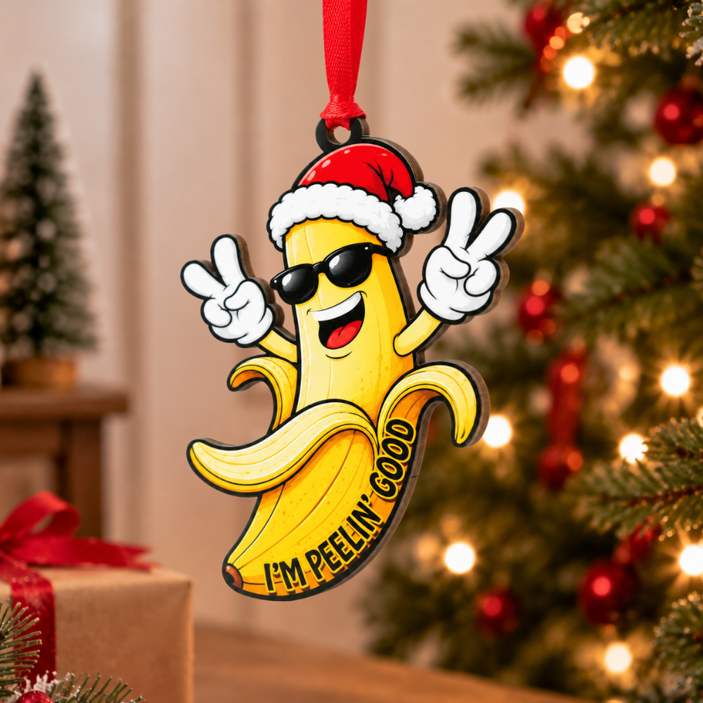 Funny Banana Christmas Ornament, Wood Christmas Tree Decoration, Holiday Gift for Collectors & Holiday Decor Lovers