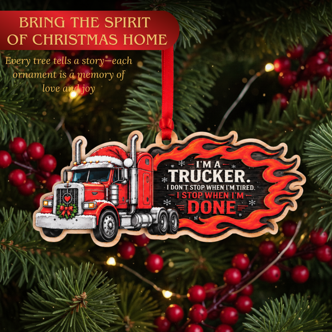 Truck Ornament, 2 Layer Wood and Acrylic, Christmas Tree Decoration, Holiday Gift, Christmas Ornament