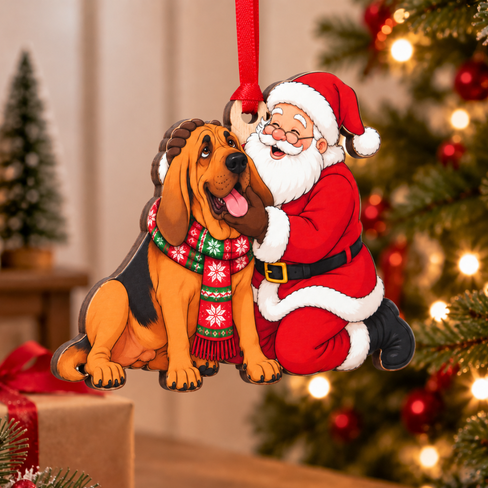 Bloodhound Christmas Ornament, Wood Christmas Tree Decoration, Holiday Gift for Collectors & Holiday Decor Lovers