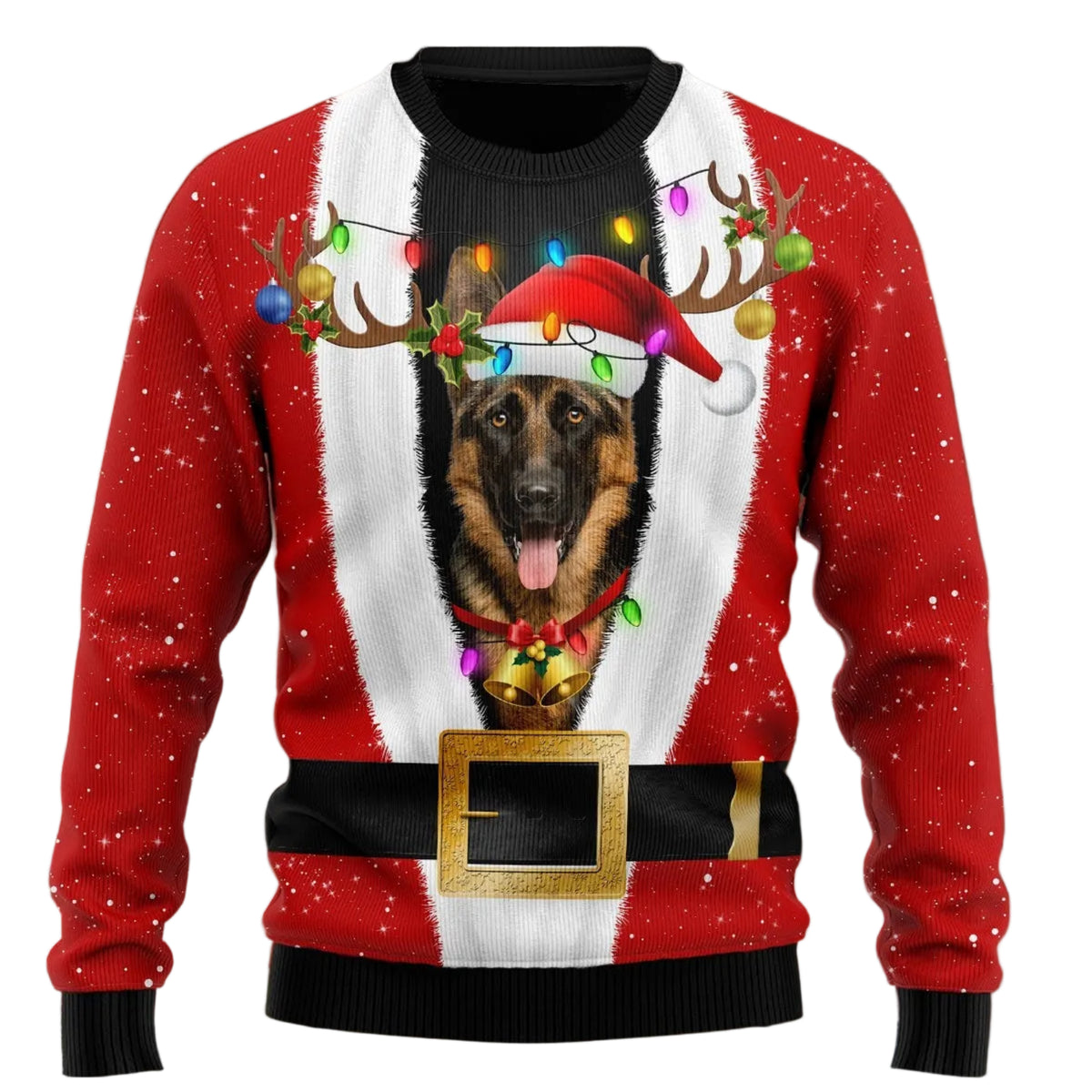 German Shepherd Christmas Ugly Christmas Sweater for Men Women, Funny Holiday Party Outfit, Festive Xmas Gift