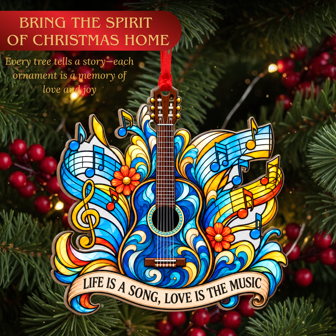Guitar Ornament, Acrylic Christmas Tree Decoration, Holiday Gift for Fans, Christmas Ornament, Xmas Tree Decor