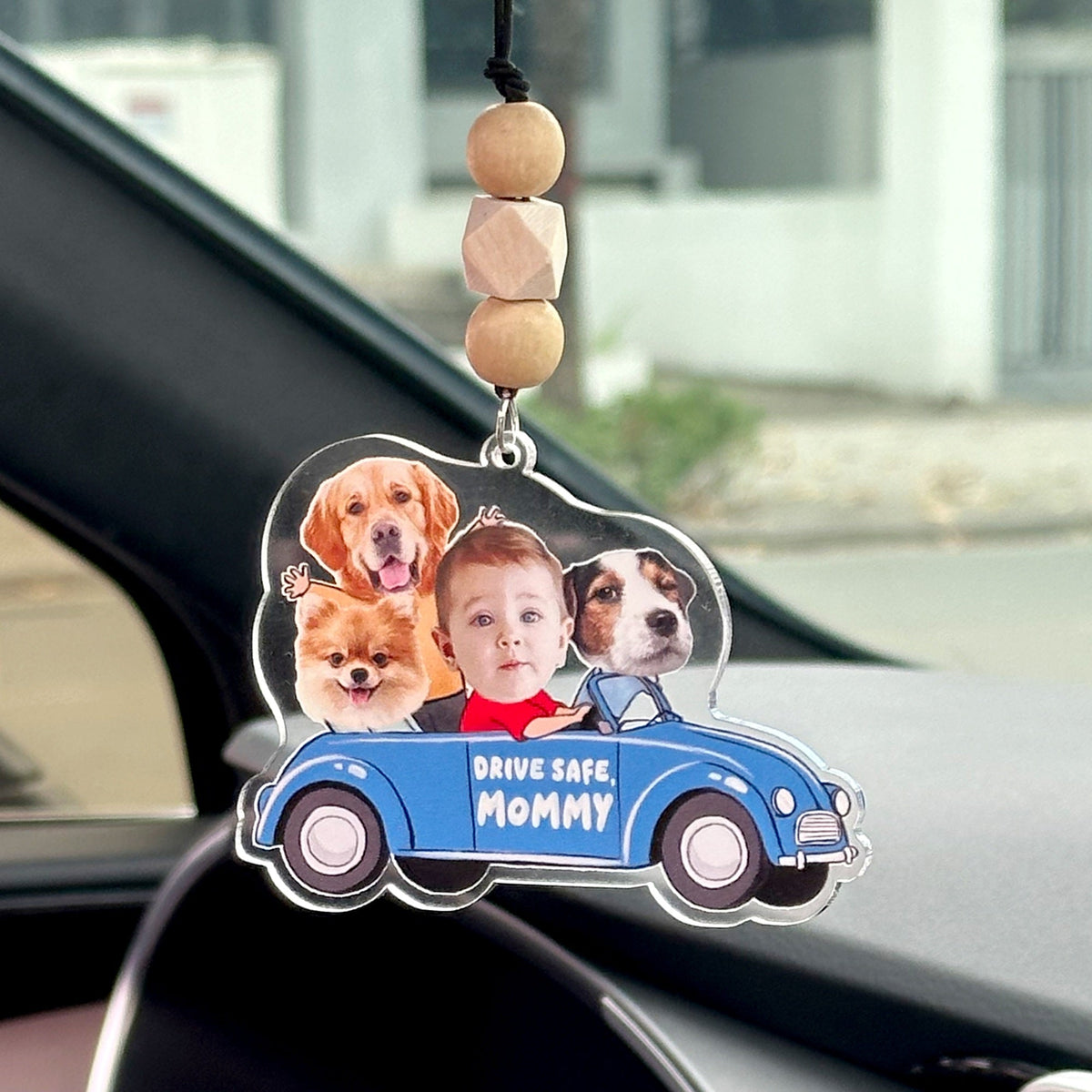 Custom Photo Funny Pet Kid Car Ornament, Car Hanger, Car Charm