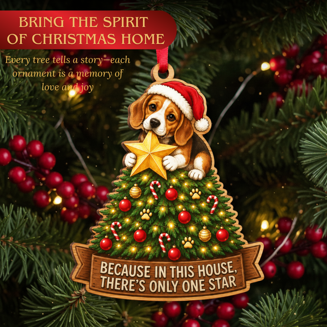 Beagle Ornament, Wooden Christmas Tree Decoration, Gifts for Dog Lovers, Christmas Ornament, Xmas Tree Decor