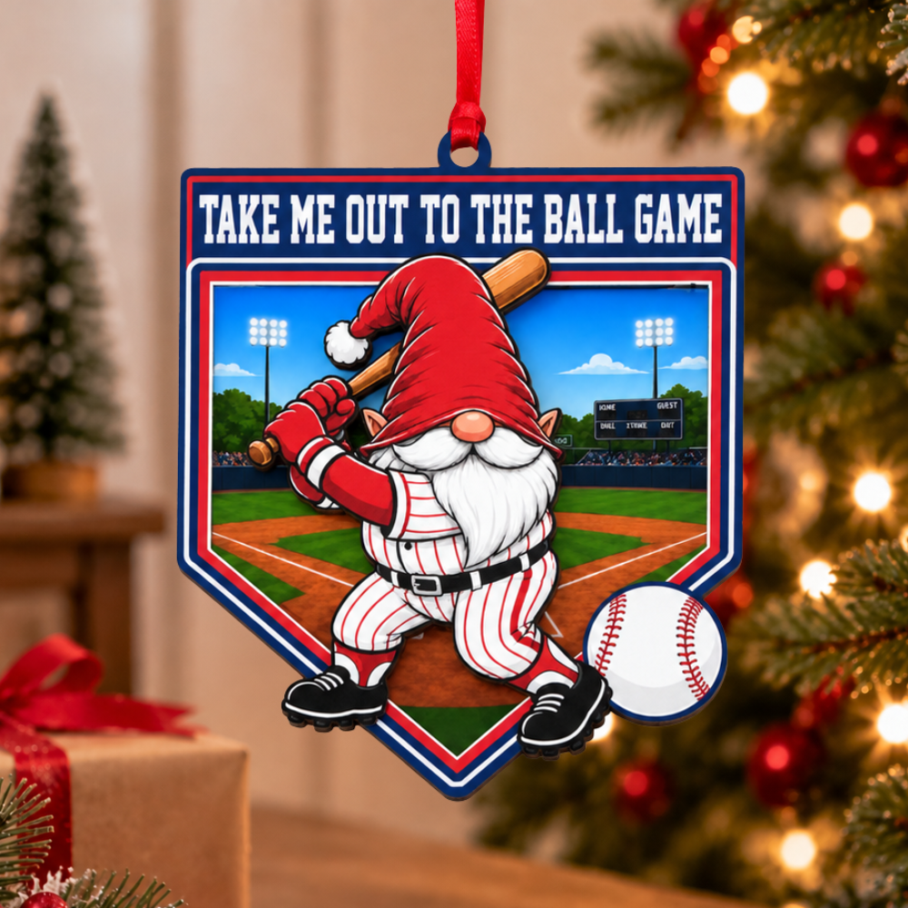 Baseball Christmas Ornament, Wood & Acrylic Christmas Tree Decoration, Holiday Gift for Players and Friends
