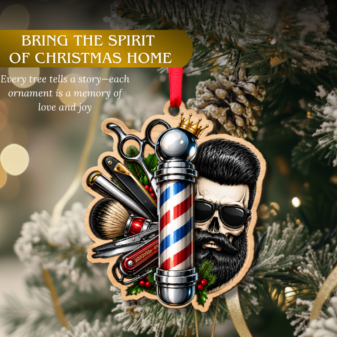 Barber Ornament for Hairstylists, Christmas Tree Decoration, Holiday Hanging Decor, Gifts for Men and Women