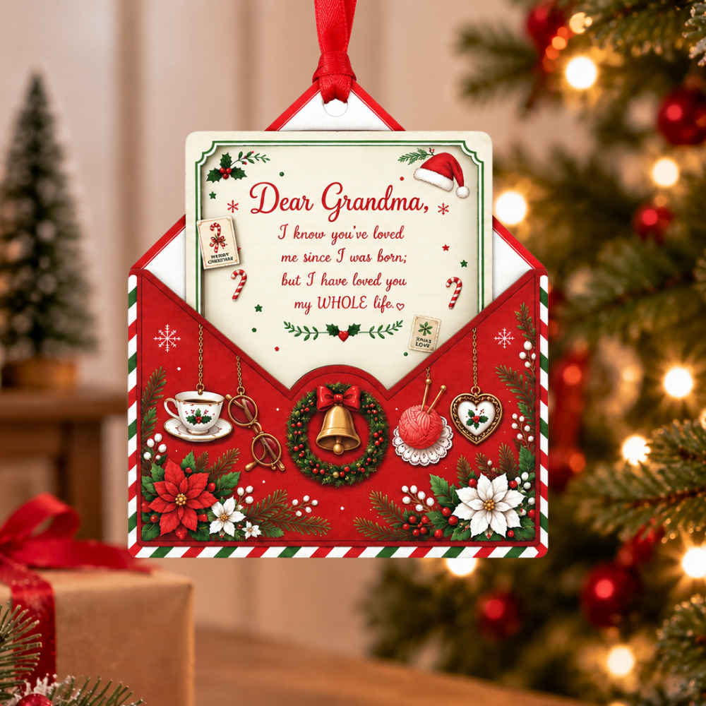 Grandma Christmas Ornament, Wood & Acrylic Christmas Tree Decoration, Holiday Gift for Collectors & Holiday Decor Lovers