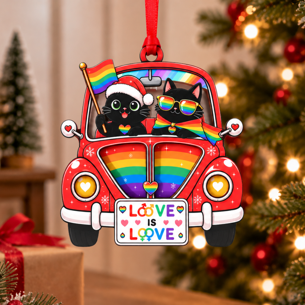 LGBTQ Pride Christmas Ornament, Wood & Acrylic Christmas Tree Decoration, Holiday Gift for Pride Celebrations