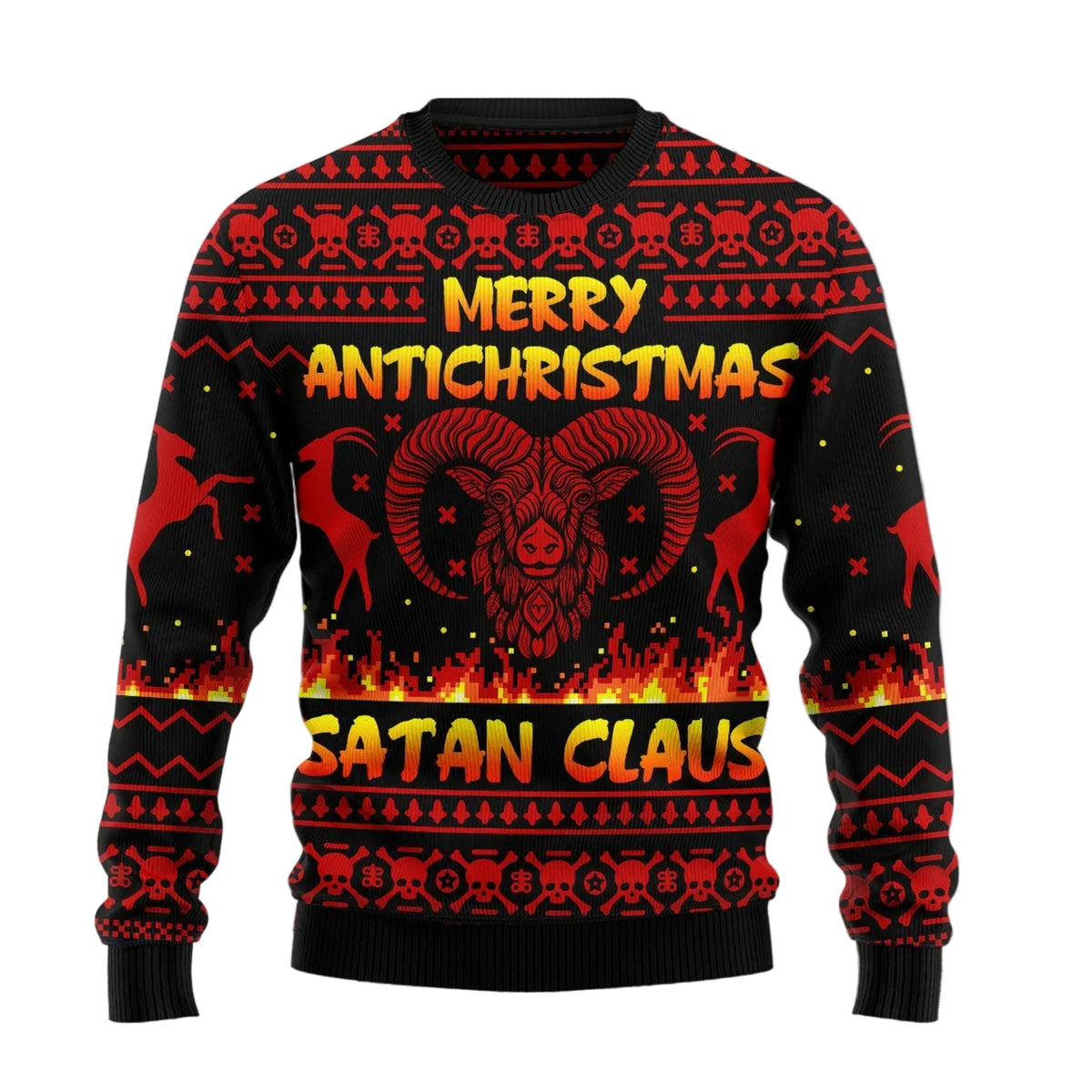 Merry Antichristmas Satan Claus Ugly Christmas Sweater, Unisex Holiday Party Outfit for Alternative Holiday Fans