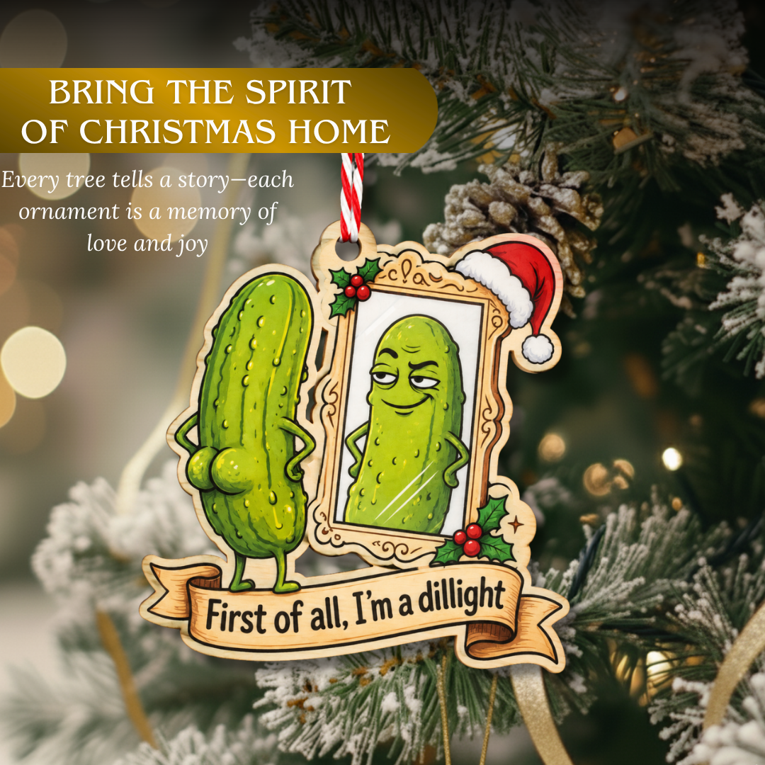 Funny Pickle Ornament, Wooden Christmas Tree Decoration, Holiday Gift for Fans, Christmas Ornament, Xmas Tree Decor