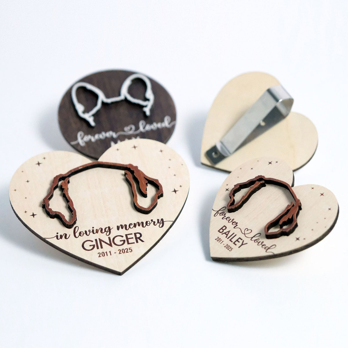 Memorial Dog Ears Wooden Car Visor Clip