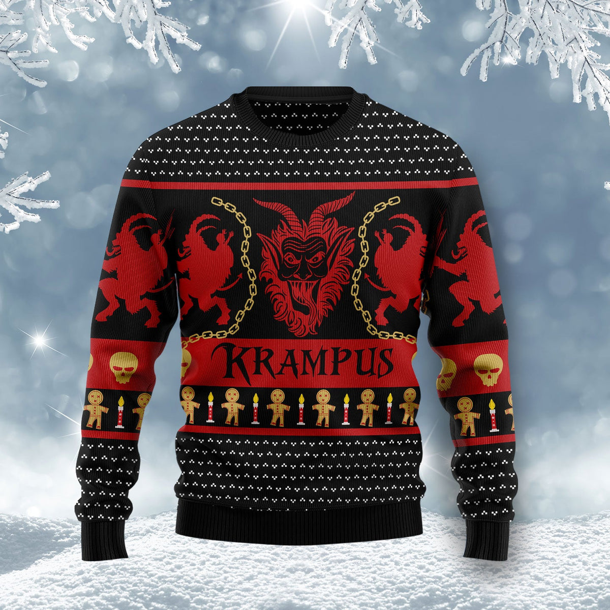 Krampus Ugly Christmas Sweater, Krampus Christmas Sweater, Dark Holiday Sweater, Xmas Gift for Men and Women