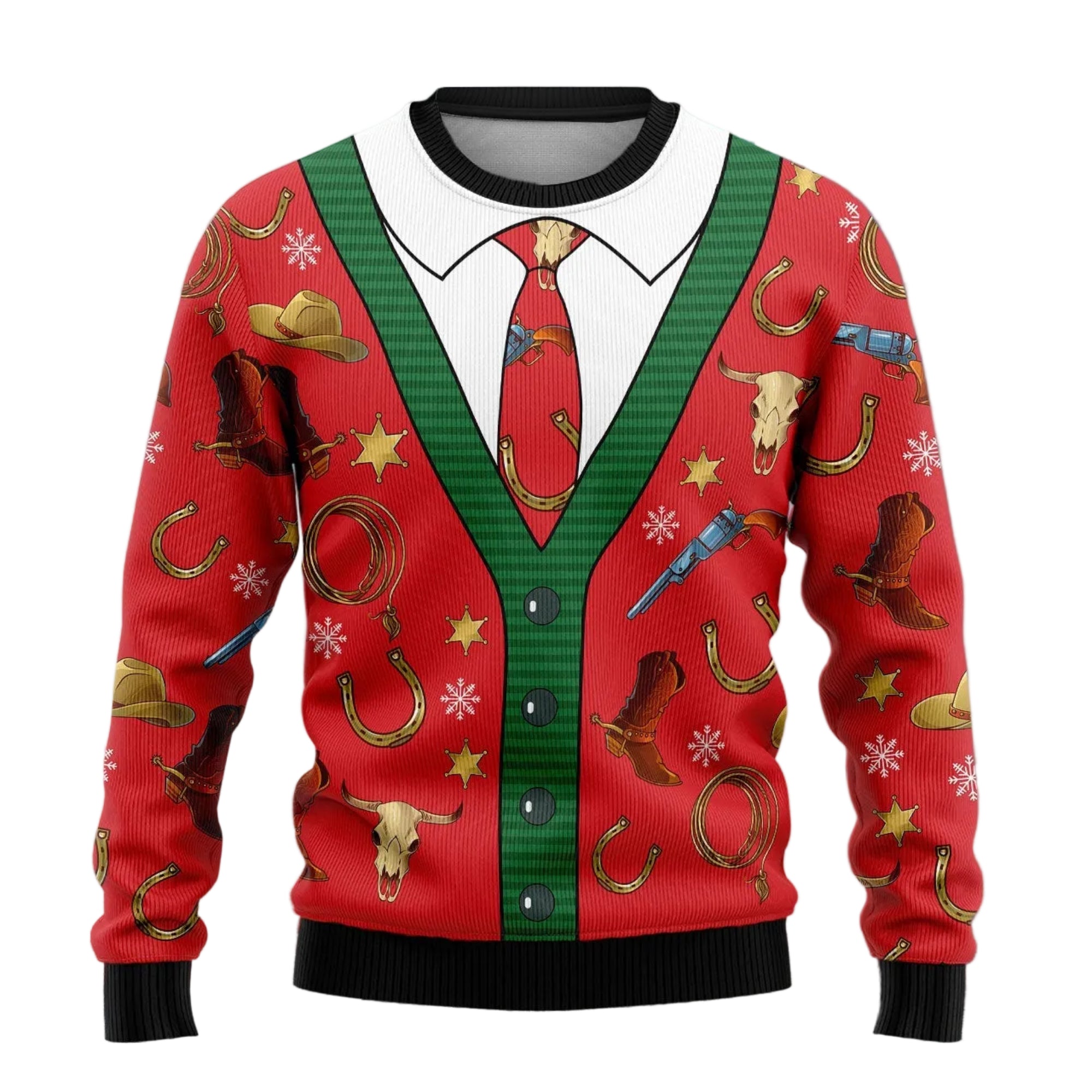 Cowboy Ugly Christmas Sweater, Western Holiday Pullover for Cowboy Fans, Country Lovers and Festive Winter Parties