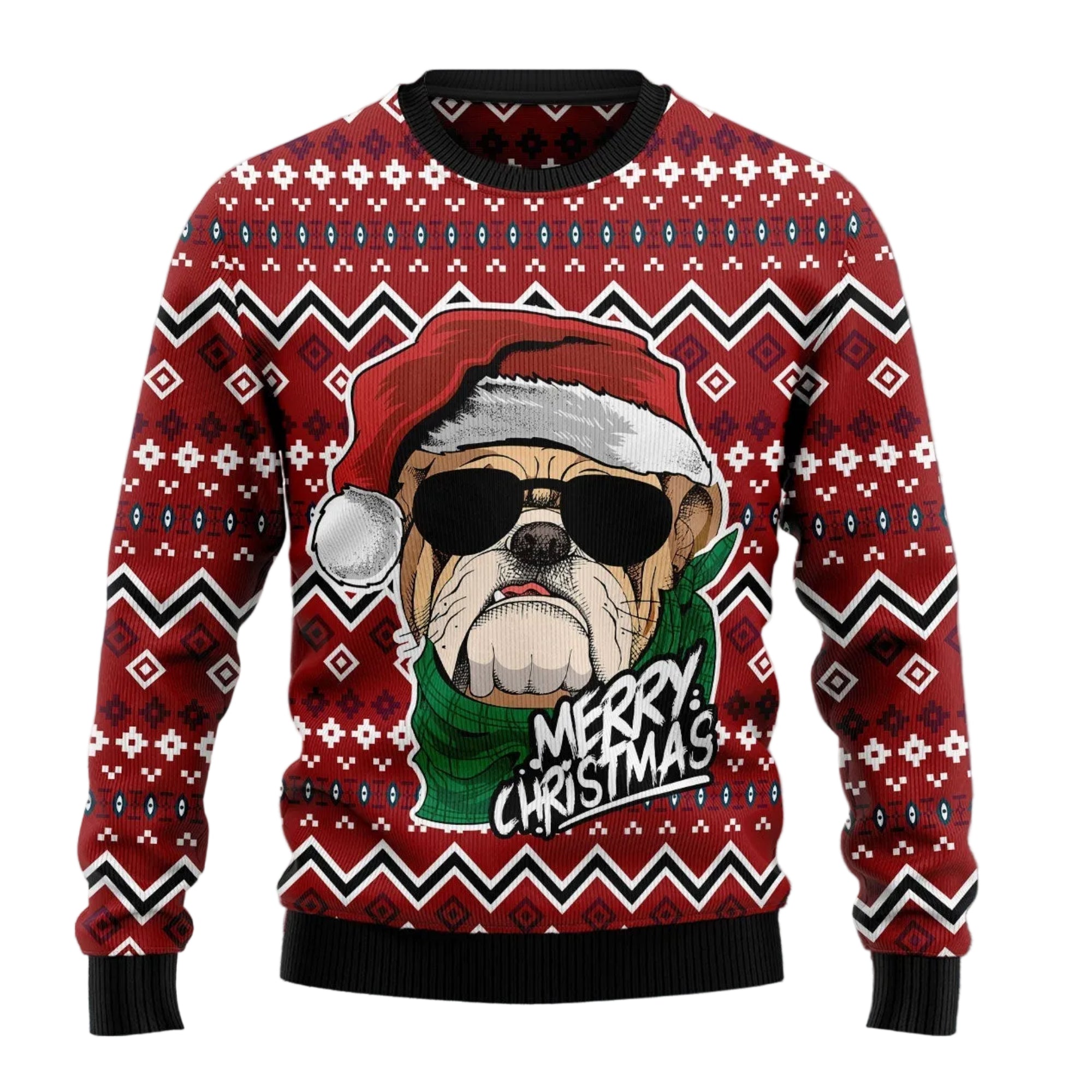 Bulldog Merry Christmas Ugly Christmas Sweater, Dog Lover Holiday Party Outfit for Men and Women, Bulldog Gift