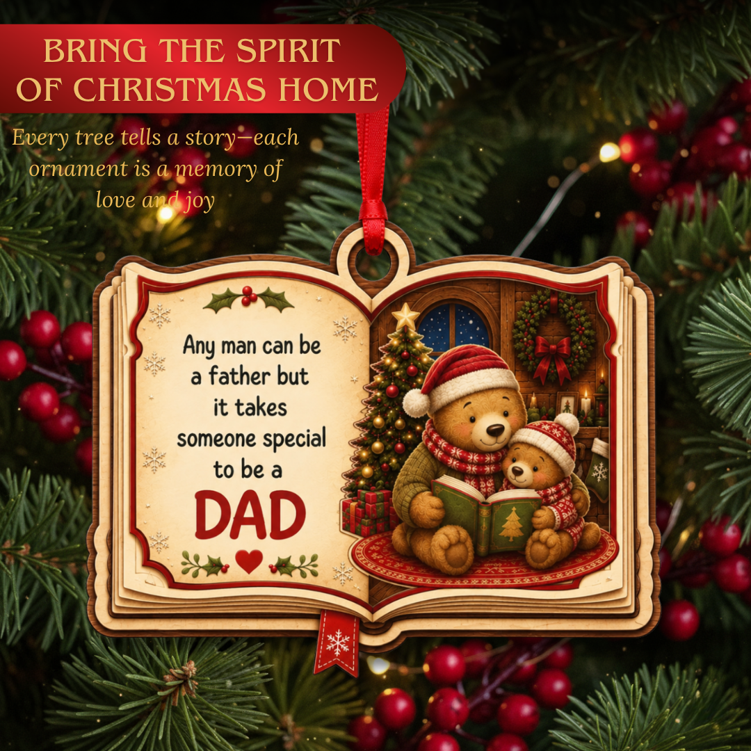 Dad Ornament, 2 Layer Wood and Acrylic, Christmas Tree Decoration, Holiday Gift, Christmas Ornament, Xmas Tree Decor
