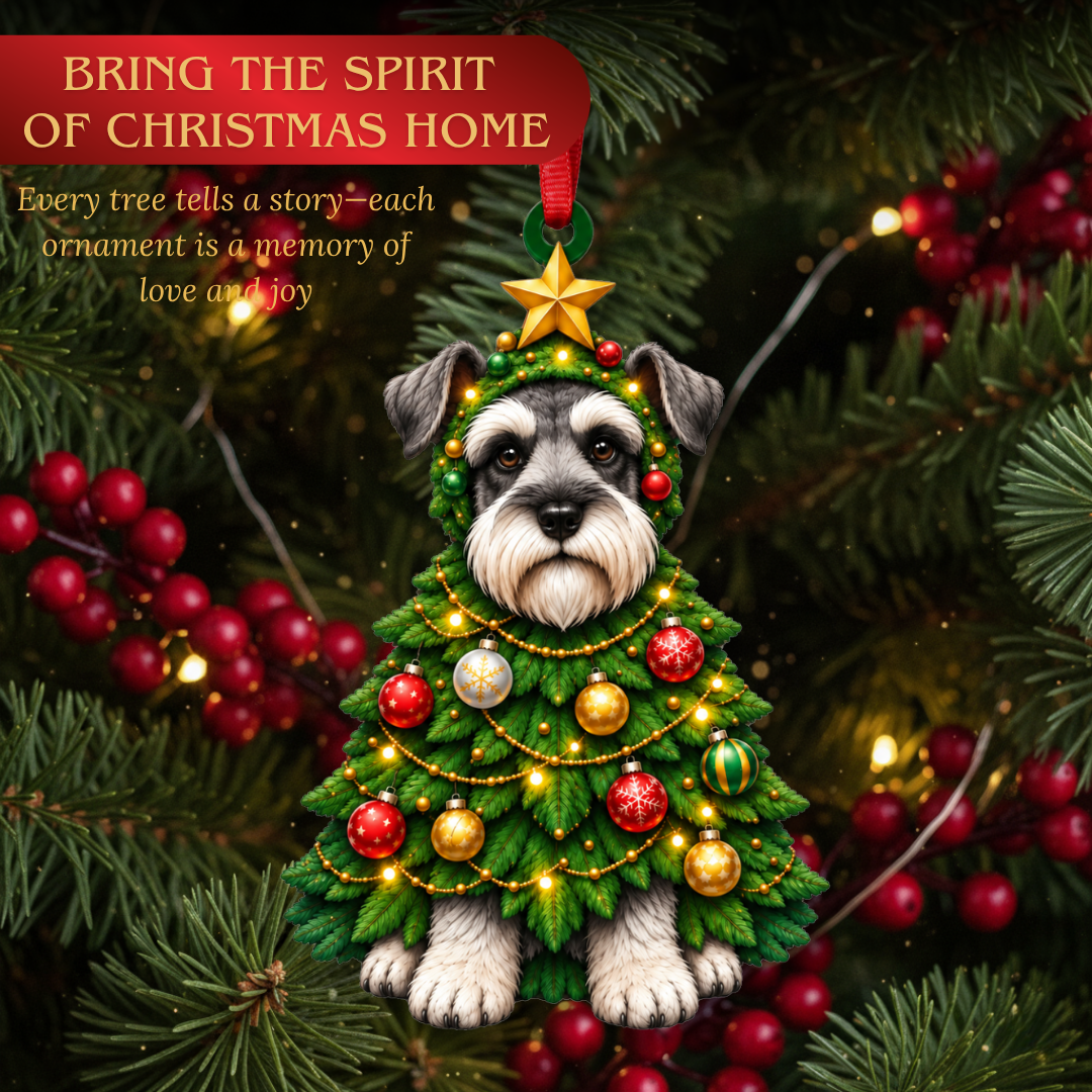 Schnauzer Ornament, Wooden Christmas Tree Decoration, Gifts for Dog Lovers, Christmas Ornament, Xmas Tree Decor