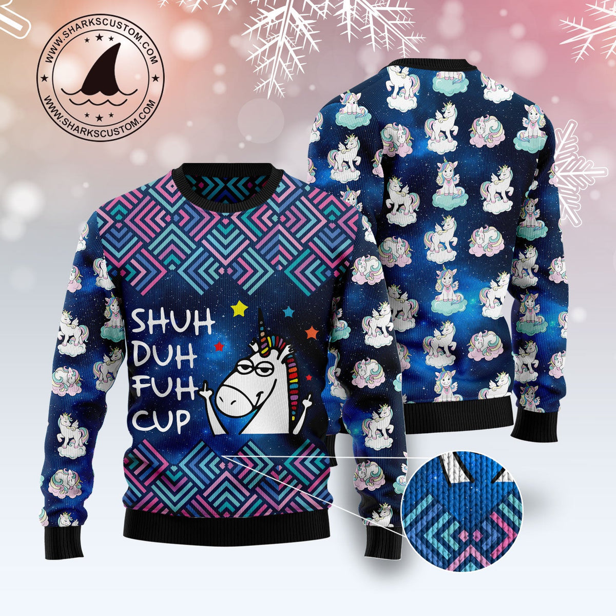 Unicorn Galaxy Cool Ugly Christmas Sweater | Unisex Holiday Party Outfit | Festive Party Top for Unicorn Lovers