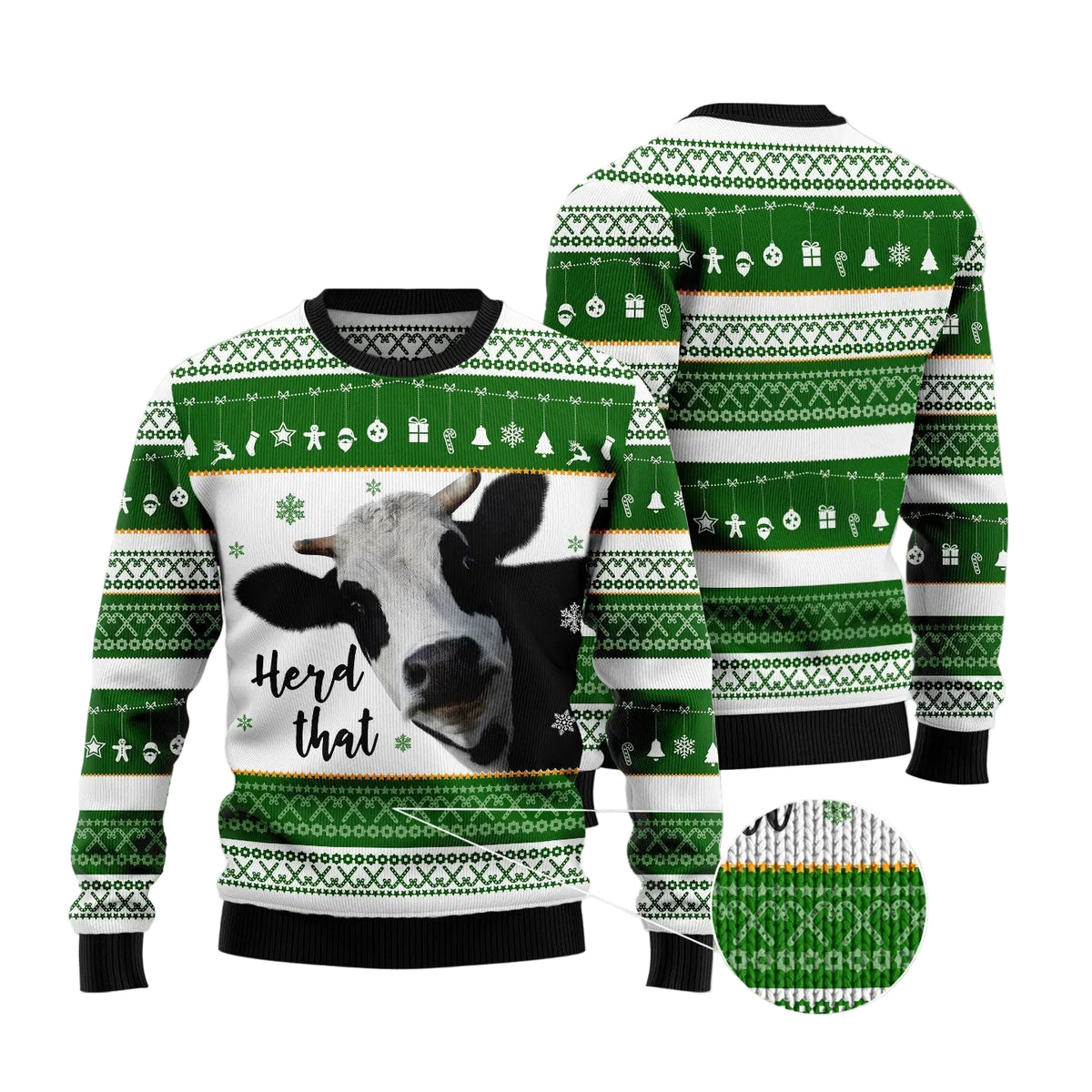 Cow Herd That Ugly Christmas Sweater, Funny Farm Animal Holiday Party Outfit and Christmas Gift for Cow Lovers