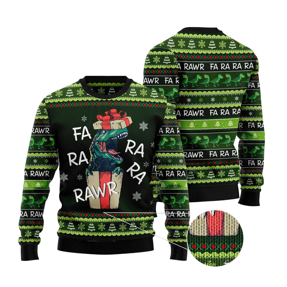 Dinosaur Gift Farararawr Ugly Christmas Sweater, Winter Party Outfit for Dinosaur Lovers, Festive Holiday Top