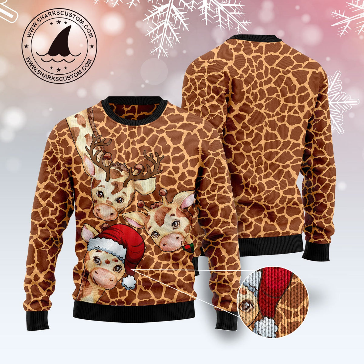 Giraffe Funny Ugly Christmas Sweater | All-Over Print for Giraffe Lovers | Festive Party Top for Giraffe Lovers