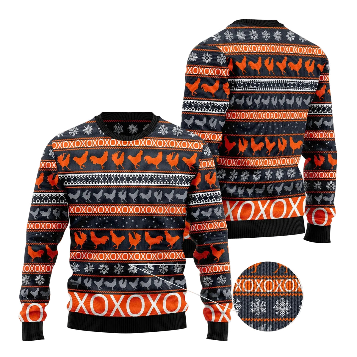 Chicken Christmas Pattern Ugly Christmas Sweater, Holiday Party Pullover for Men and Women, Gift for Chicken Lovers