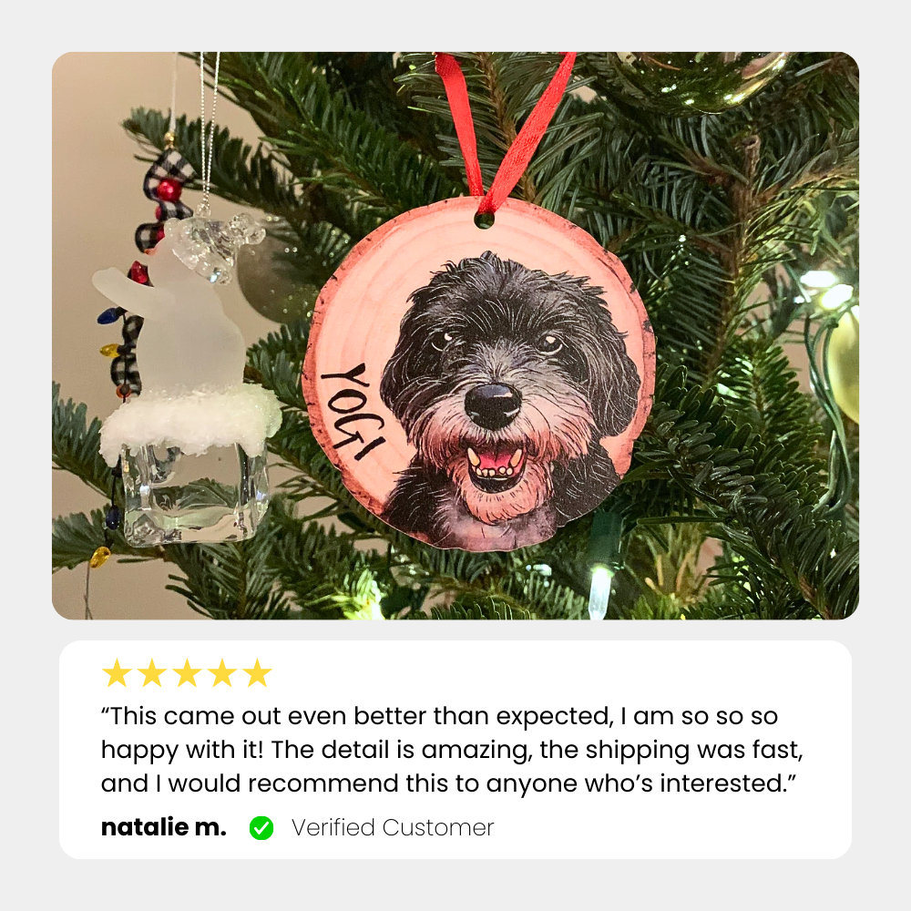 Unique Pet&#39;s Face Wooden Ornament - Custom Dog Cat Portrait - Gifts For Dog Mom, Dad, Dog Cat Lovers