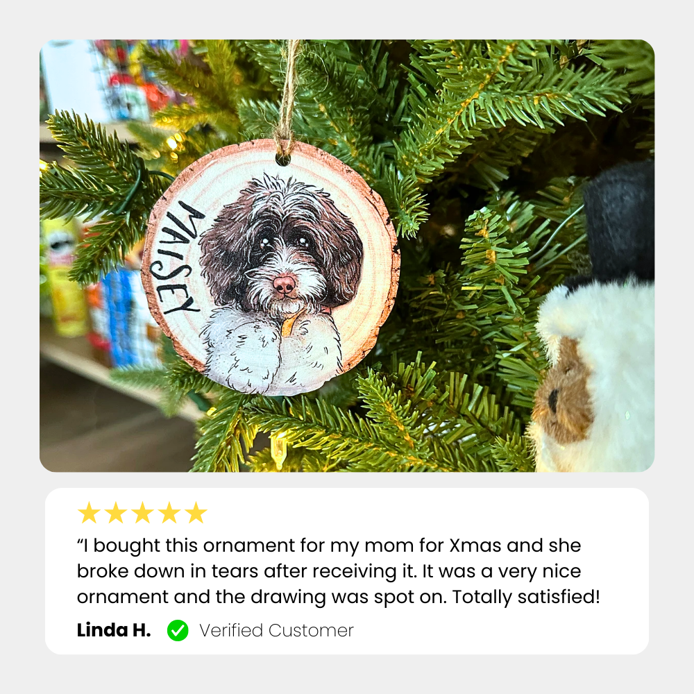 Unique Pet&#39;s Face Wooden Ornament - Custom Dog Cat Portrait - Gifts For Dog Mom, Dad, Dog Cat Lovers