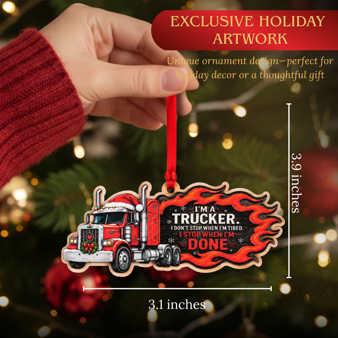Truck Ornament, 2 Layer Wood and Acrylic, Christmas Tree Decoration, Holiday Gift, Christmas Ornament