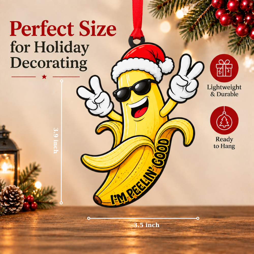 Funny Banana Christmas Ornament, Wood Christmas Tree Decoration, Holiday Gift for Collectors & Holiday Decor Lovers
