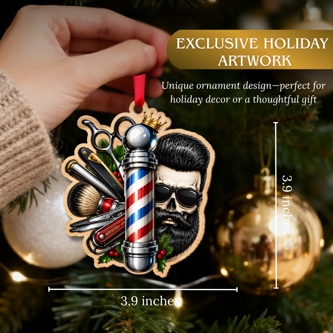 Barber Ornament for Hairstylists, Christmas Tree Decoration, Holiday Hanging Decor, Gifts for Men and Women