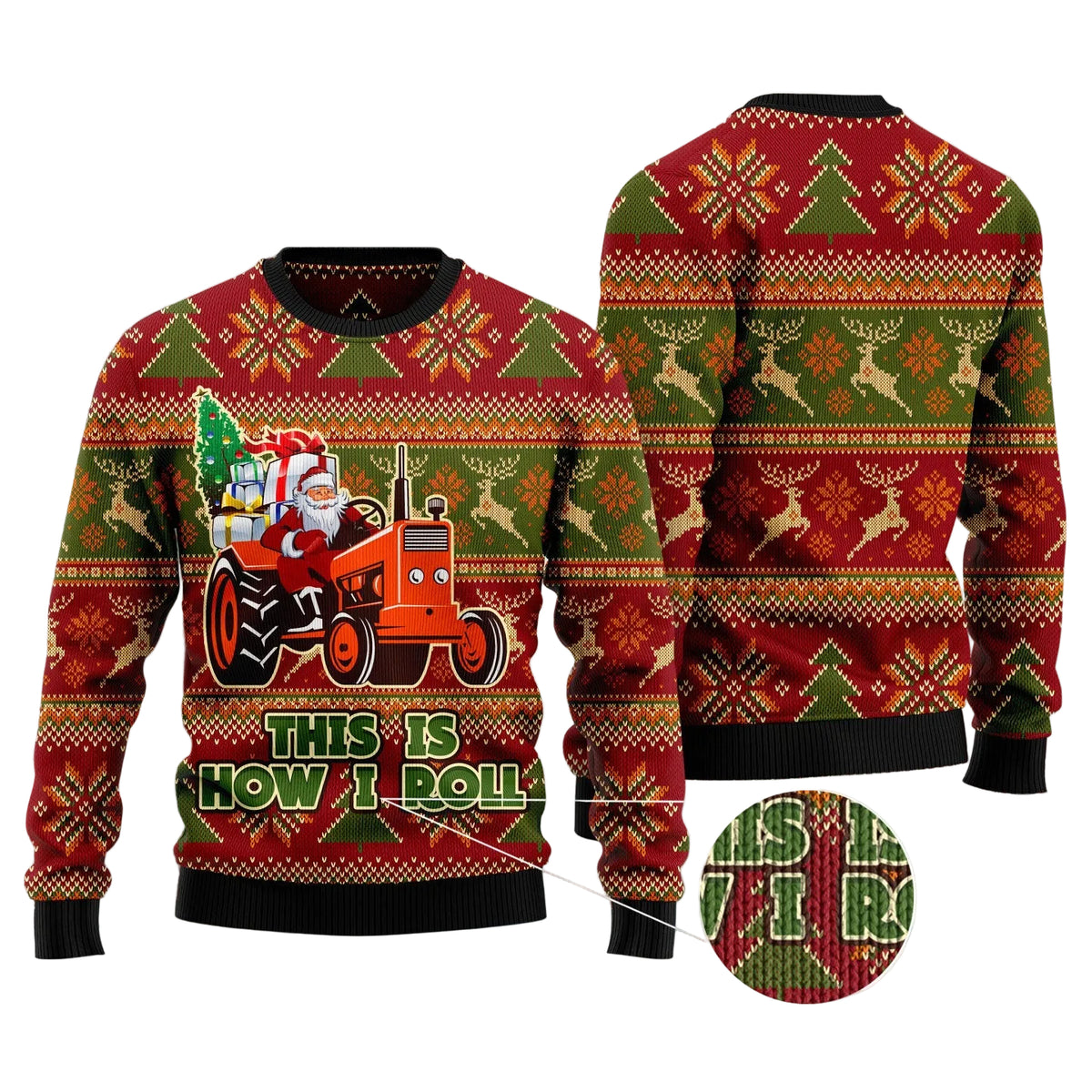 This Is How I Roll Ugly Christmas Sweater, Tractor Lover Holiday Outfit, Festive Xmas Party Pullover and Gift