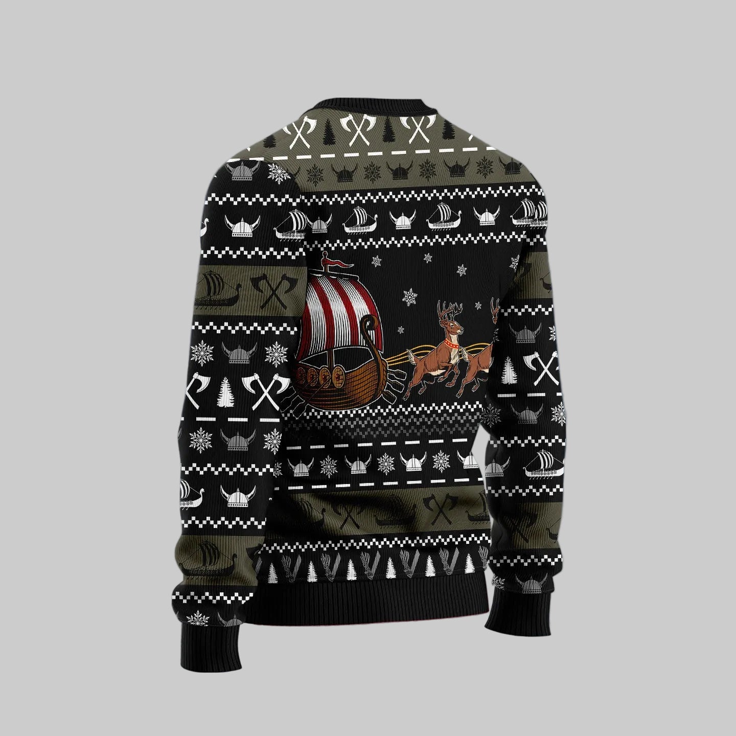 Fa-la-la-valhalla Viking Ship Ugly Christmas Sweater, Unisex Holiday Party Pullover, Funny Christmas Gift for Men Women