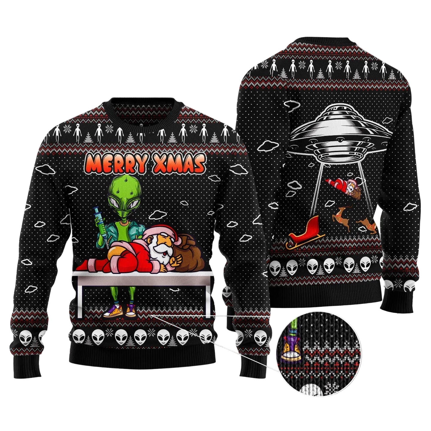 Alien Merry Xmas Ugly Christmas Sweater for Men and Women, Xmas Party Outfit, Xmas Gift for Alien and UFO Fans