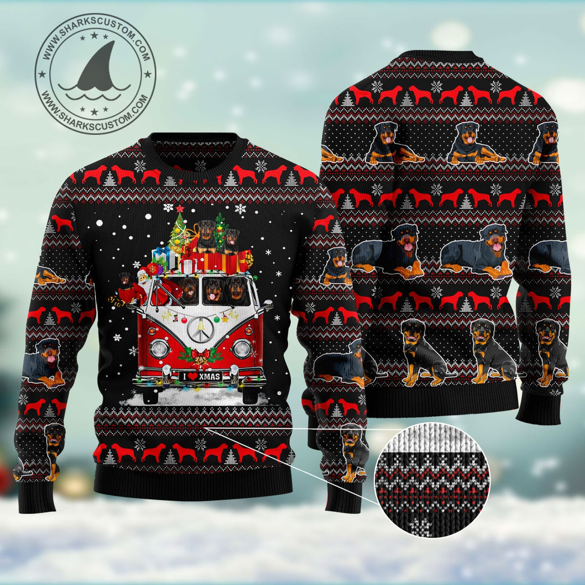 Rottweiler I Love Xmas Ugly Christmas Sweater | Holiday Gift for Rottweiler Lovers | Unisex Festive Party Style