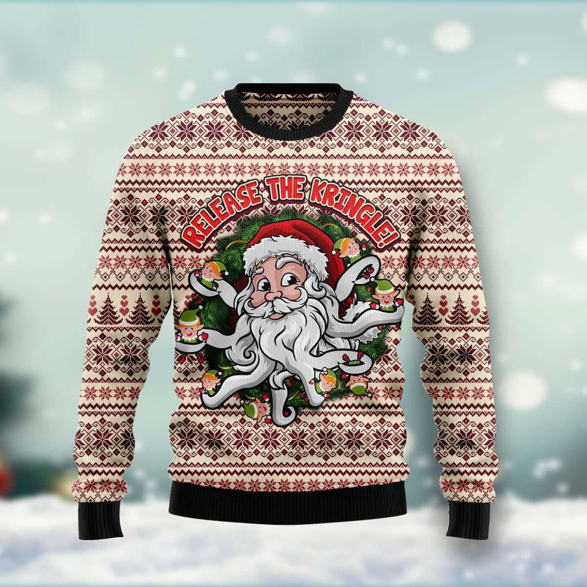 Funny Santa Claus Release the Kringle Ugly Christmas Sweater | Unisex Seasonal Gift Idea | Men & Women Party Outfit