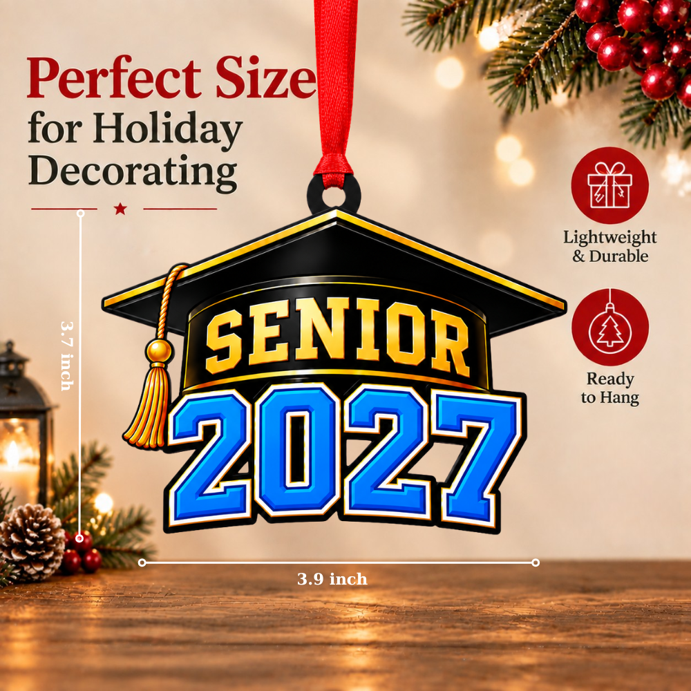 Senior 2027 Christmas Ornament, Wood Christmas Tree Decoration, Holiday Gift for Collectors & Holiday Decor Lovers