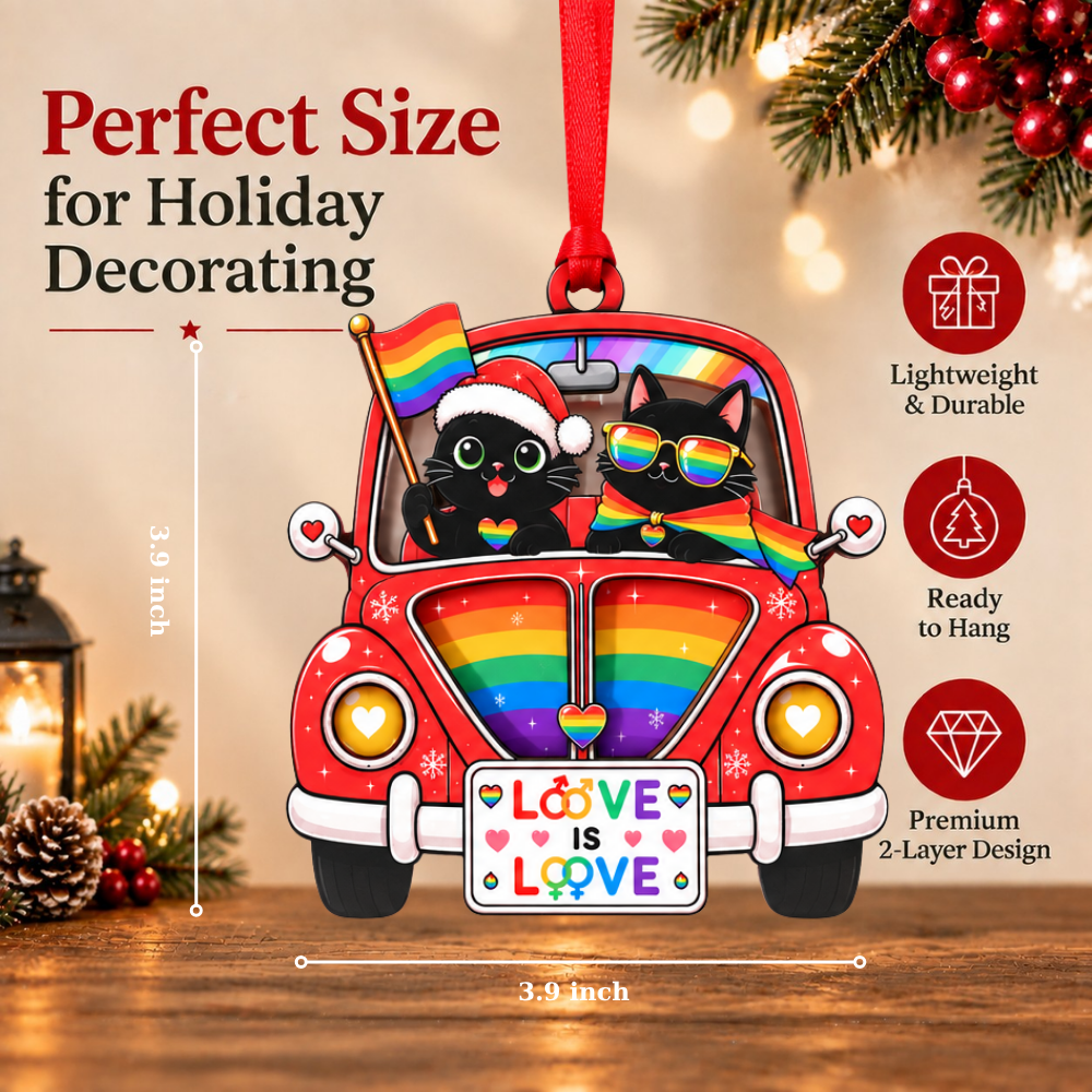 LGBTQ Pride Christmas Ornament, Wood & Acrylic Christmas Tree Decoration, Holiday Gift for Pride Celebrations