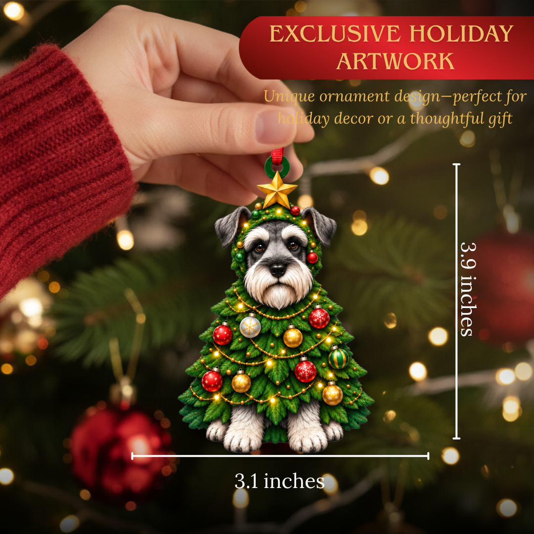 Schnauzer Ornament, Wooden Christmas Tree Decoration, Gifts for Dog Lovers, Christmas Ornament, Xmas Tree Decor