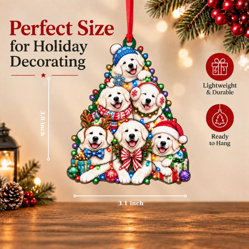 Great Pyrenees Christmas Ornament, Wood Christmas Tree Decoration, Holiday Gift for Collectors & Holiday Decor Lovers