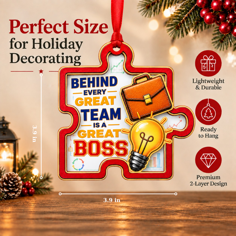 Boss Appreciation Christmas Ornament, Wood & Acrylic Tree Decoration, Gift for Christmas and Holiday Decor Lovers