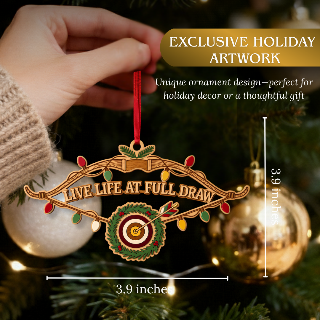 Archery Ornament, 2 Layer Wood and Acrylic, Christmas Tree Decoration, Holiday Gift, Christmas Ornament