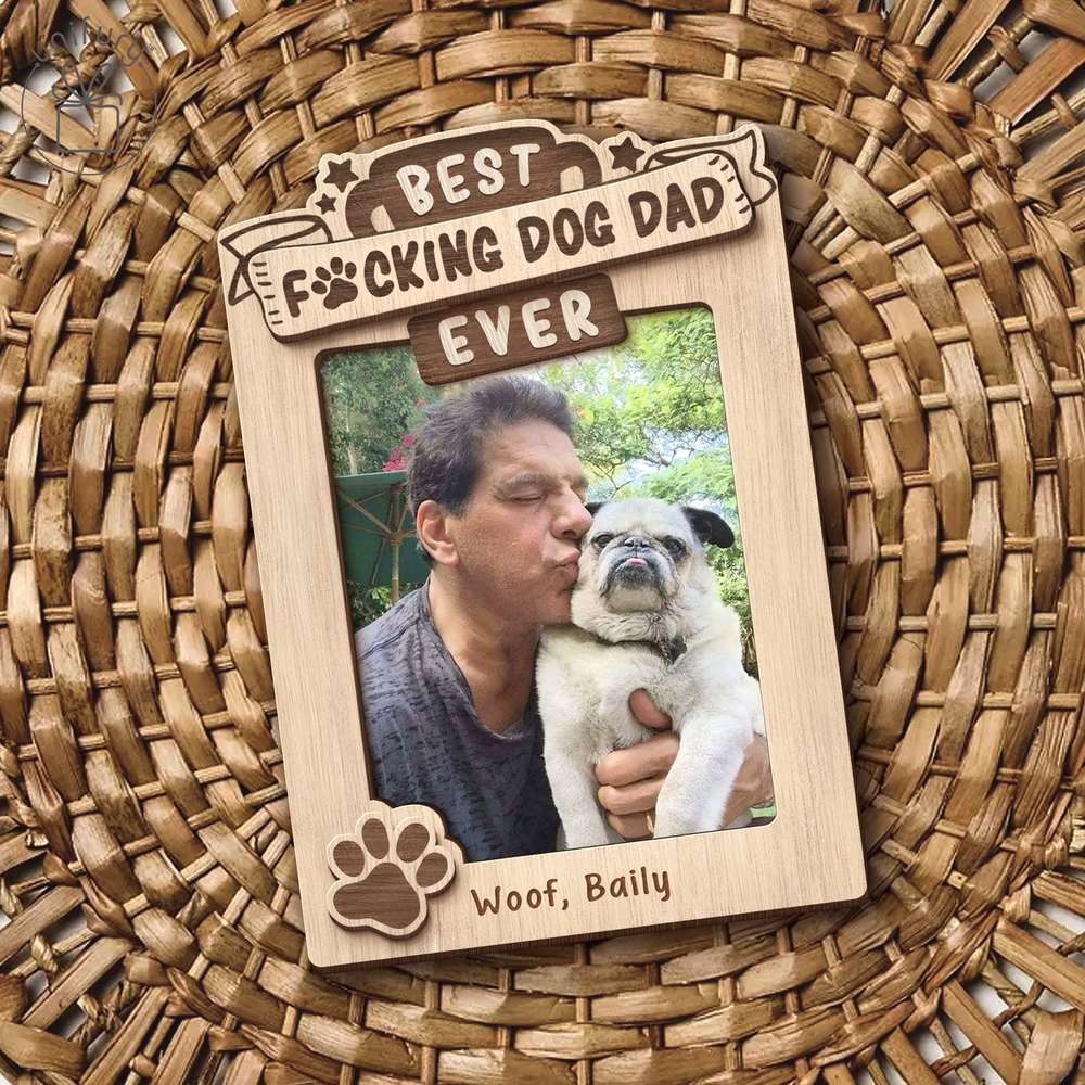 Best Dog Dad Ever Custom Photo Fridge Photo Magnet