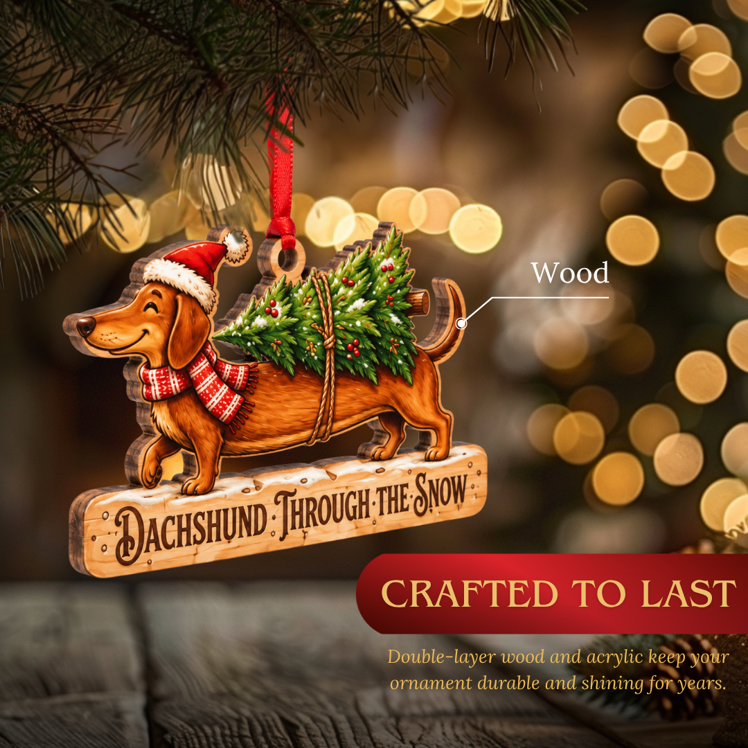 Dachshund Ornament, Wooden Christmas Tree Decoration, Gifts for Dog Lovers, Christmas Ornament, Xmas Tree Decor