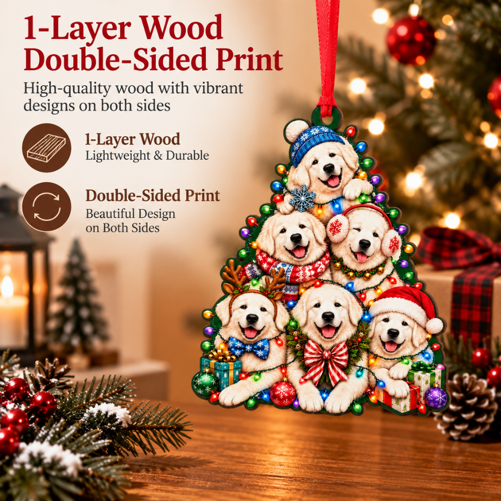 Great Pyrenees Christmas Ornament, Wood Christmas Tree Decoration, Holiday Gift for Collectors & Holiday Decor Lovers