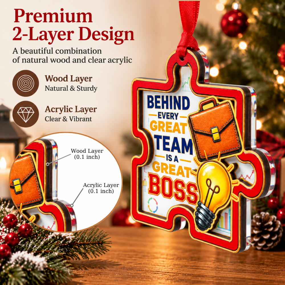 Boss Appreciation Christmas Ornament, Wood & Acrylic Tree Decoration, Gift for Christmas and Holiday Decor Lovers