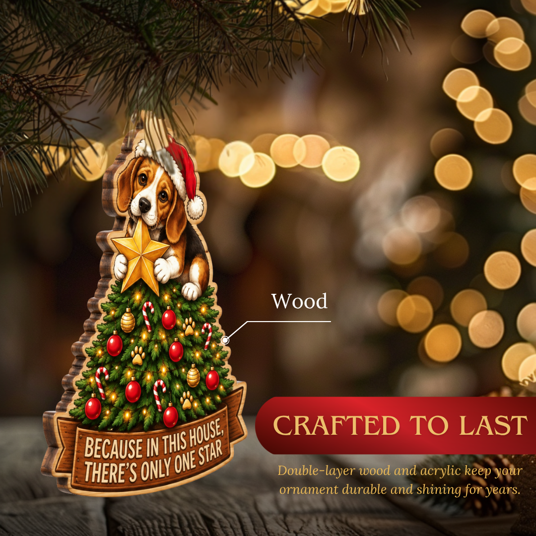 Beagle Ornament, Wooden Christmas Tree Decoration, Gifts for Dog Lovers, Christmas Ornament, Xmas Tree Decor