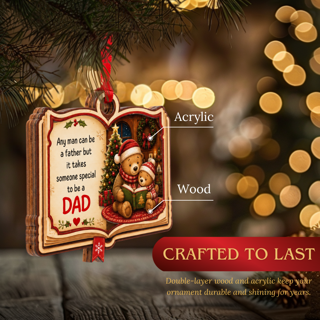 Dad Ornament, 2 Layer Wood and Acrylic, Christmas Tree Decoration, Holiday Gift, Christmas Ornament, Xmas Tree Decor