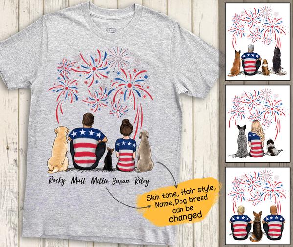 Personalized custom dog & couple t-shirt tee Fourth 4th of July - 2340