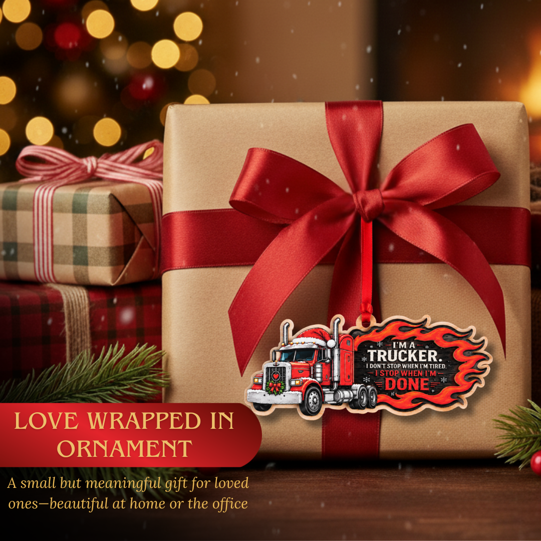 Truck Ornament, 2 Layer Wood and Acrylic, Christmas Tree Decoration, Holiday Gift, Christmas Ornament